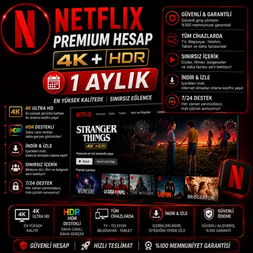  Netflix 4K Ultra HD Premium – 1 Aylık Hesap  199 TL